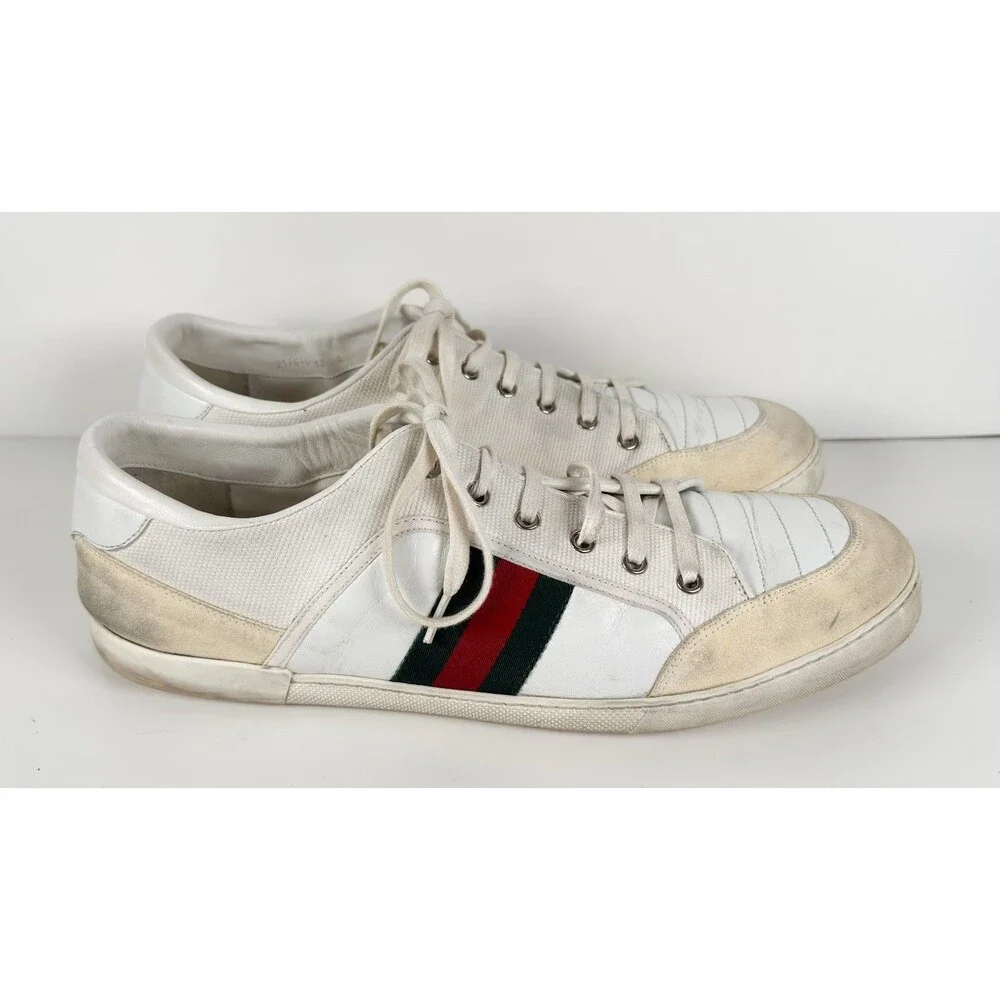 Gucci Men's White Leather Dapper Dan Lowtop Sneaker Size 12 G US 13